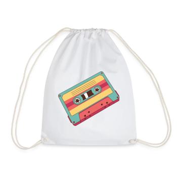 Colorful Retro Cassette from the 80s - Drawstring Bag - white - Front