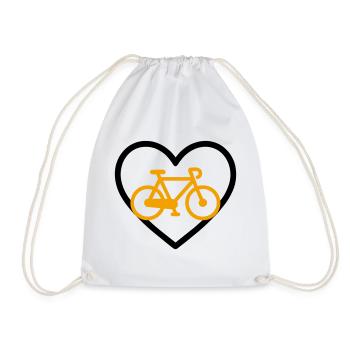 Cycling Heart Bicycle Sport Passion - Drawstring Bag - white - Front