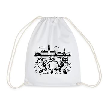 Schlittschuh Mimalistisch Line Art - Turnbeutel - Weiß - Vorne