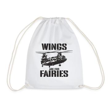 Wings Are for Fairies – Chinook Helicopter Pilot - Drawstring Bag - white - Front
