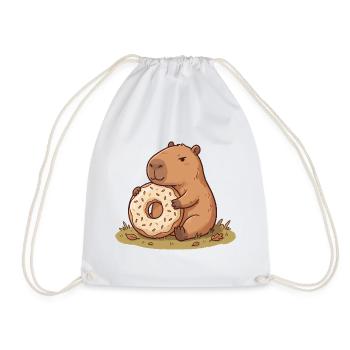 Capybara mit Donut ruhiges Natur Tiermotiv - Turnbeutel - Weiß - Vorne