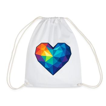 Coeur Low Poly - Amour - Saint-Valentin - Sac de sport léger - blanc - Devant