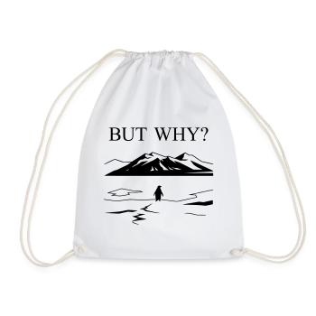 But Why Penguin Meme Minimalist Art - Drawstring Bag - white - Front