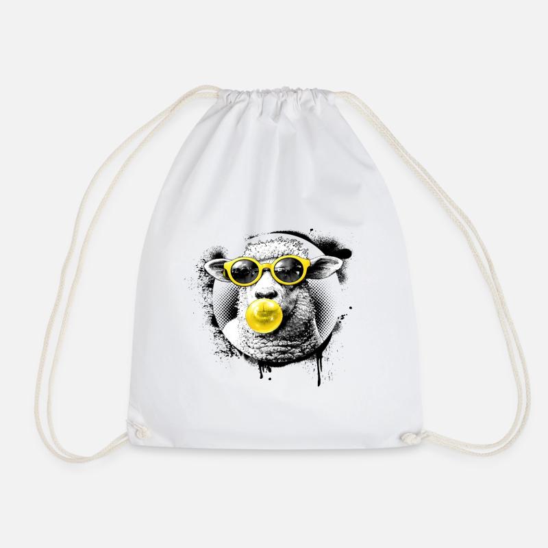 Pop Art Schaf – Halftone mit Neon Sonnenbrille - Turnbeutel - Weiß