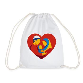Colorful Muslim Family in Heart - Drawstring Bag - white - Front