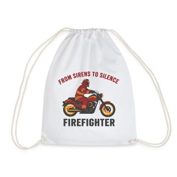 Firefighter Biker Badge Stencil Art - Drawstring Bag - white - Front
