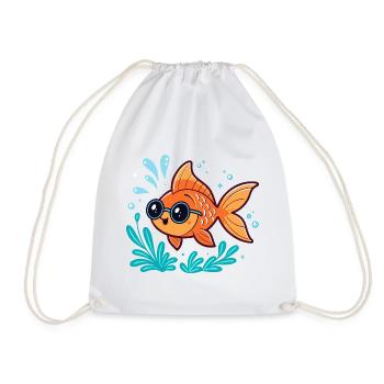Orange Fish Aquatic Scope - Drawstring Bag - white - Front