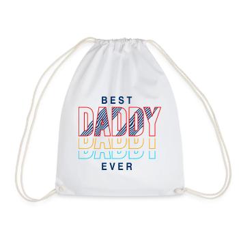 Best Dad Ever Retro Shirt - Drawstring Bag - white - Front