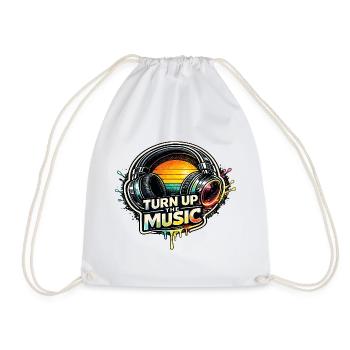 MONTE LE VOLUME DE LA MUSIQUE Casque Motif musical rétro - Sac de sport léger - blanc - Devant