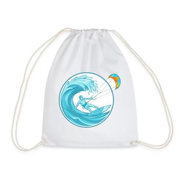 Kitesurfing Ocean Wave - Extreme Water Sports - Drawstring Bag - white - Front
