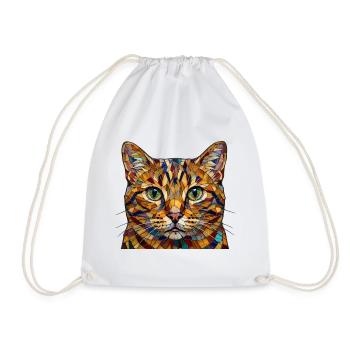 Chat en mosaïque colorée aux couleurs arc-en-ciel - Sac de sport léger - blanc - Devant