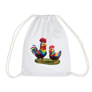 Coq avec poule - Sac de sport léger - blanc - Devant
