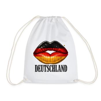 Lippen mit Deutschland-Flagge - Turnbeutel - Weiß - Vorne