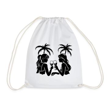 Girls Party Palm Trees Holiday - Drawstring Bag - white - Front