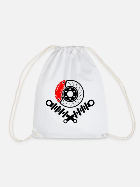 Suspension Tuning Brake Disc and Shock Absorber - Drawstring Bag - white