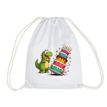 Dino Birthday Cake Parade - Drawstring Bag - white - Front