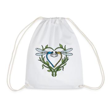 Dragonfly Heart - Drawstring Bag - white - Front