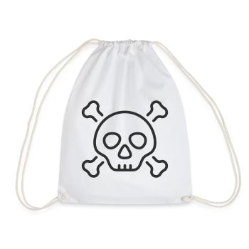 Totenkopf-und-Knochen-Linien-Symbol - Turnbeutel - Weiß - Vorne