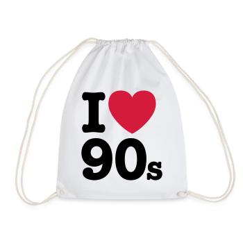 I love 90's - Drawstring Bag - white - Front
