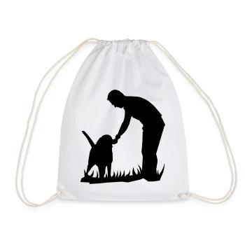 Les meilleurs amis - chien et propriétaire silouette - Sac de sport léger - blanc - Devant