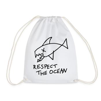 Ocean Graphic respect the ocean - Drawstring Bag - white - Front