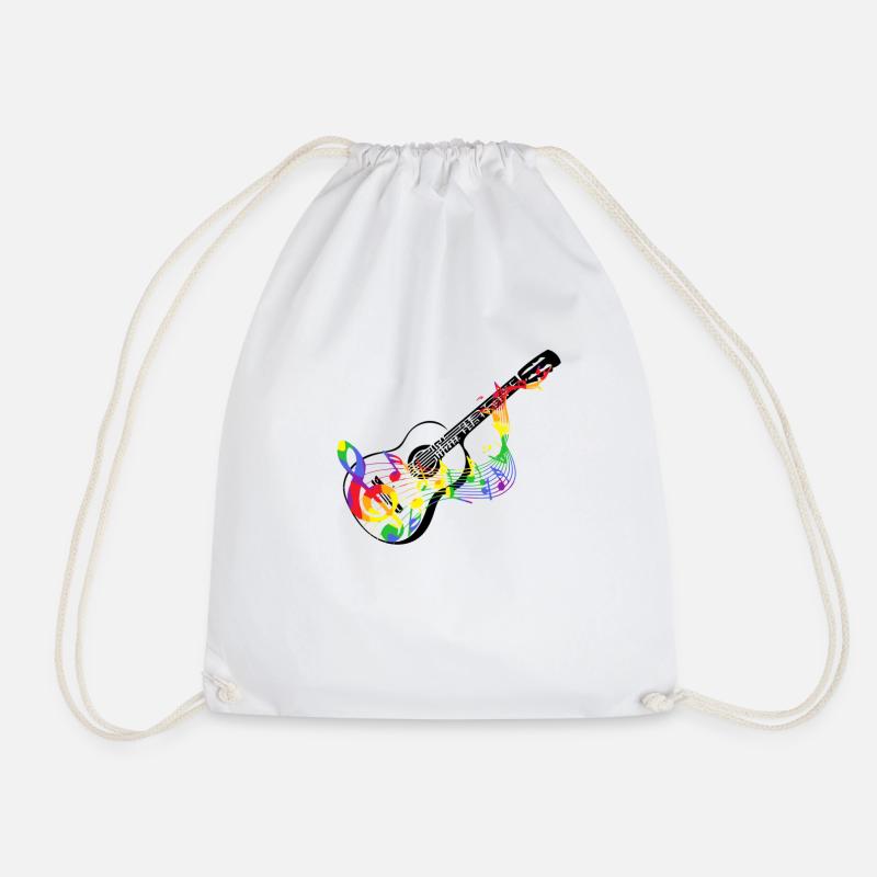 Guitare avec des notes de musique colorées - Sac de sport léger - blanc