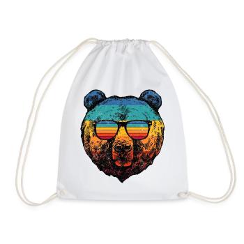 Regenbogenbär in Retro-Sonnenbrillen - Turnbeutel - Weiß - Vorne