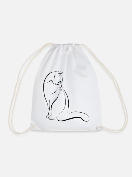 Katzensilhouette mit Farbakzent, Katze - Turnbeutel - Weiß