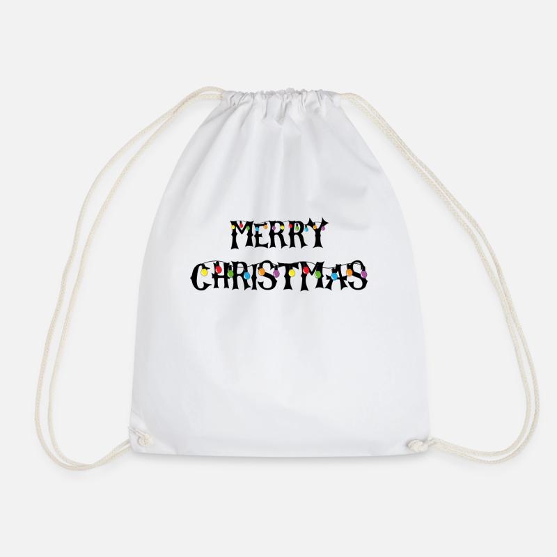 Frohe Weihnachten Lichterkette Geschenk - Turnbeutel - Weiß