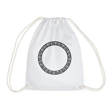Round frame with floral decoration circle - Drawstring Bag - white - Front