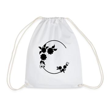 Demi-cercle avec cadre de décoration florale - Sac de sport léger - blanc - Devant