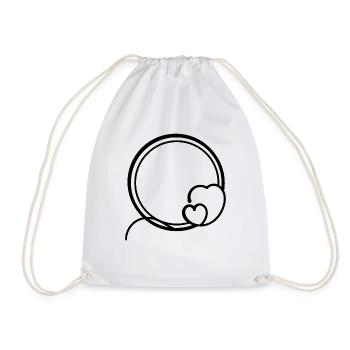 Heart Round Frame Circular Decoration - Drawstring Bag - white - Front