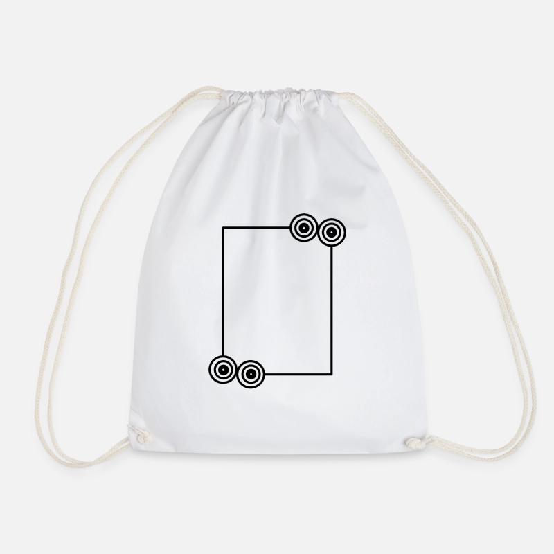 Elongated black frame Basic text - Drawstring Bag - white