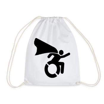 Super wheelchair hero man / woman with cape* - Drawstring Bag - white - Front