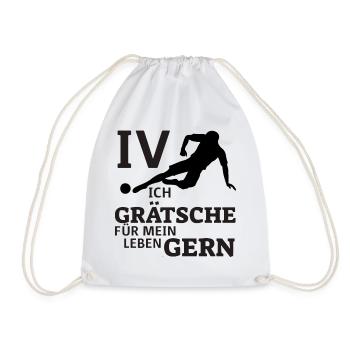 IV Innenverteidiger - Ich Grätsche gerne - Fußball - Turnbeutel - Weiß - Vorne