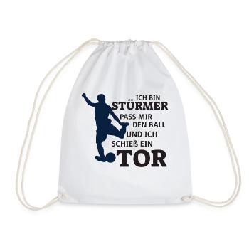 Stürmer - Pass mir den Ball ich schieß ein Tor - Turnbeutel - Weiß - Vorne