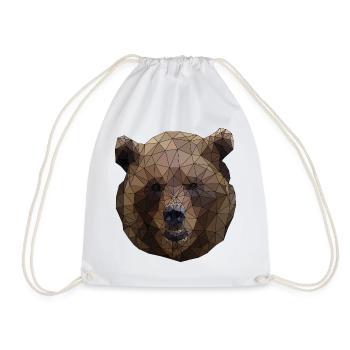 Polygonal brauner Bär dreieckige Low Poly Kunst - Turnbeutel - Weiß - Vorne