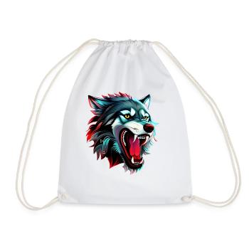 wolf - Drawstring Bag - white - Front