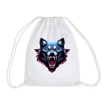 wolf - Drawstring Bag - white - Front