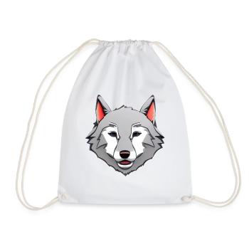 wolf - Drawstring Bag - white - Front