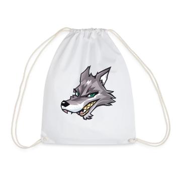 wolf - Drawstring Bag - white - Front