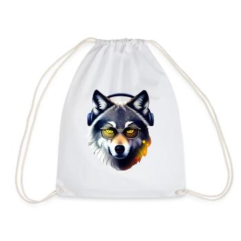 wolf - Drawstring Bag - white - Front