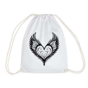Heart Wing Winged Heart - Drawstring Bag - white - Front