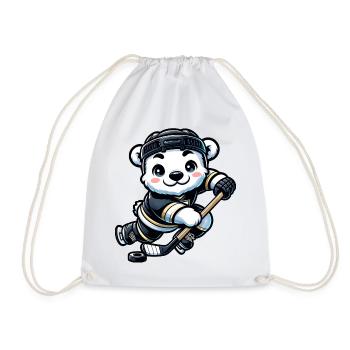 Polar Bear Hockey Club Hockey Player Polar Bear - Drawstring Bag - white - Front