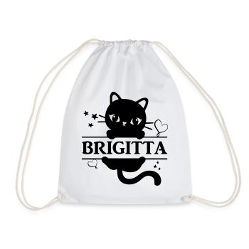 T-Shirt Brigitta T-Shirt Katze Katze Gato - Turnbeutel - Weiß - Vorne