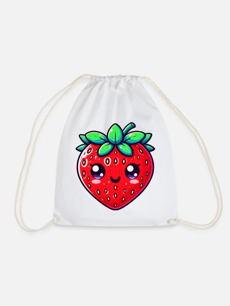 Erdbeer-Erdbeeren - Turnbeutel - Weiß