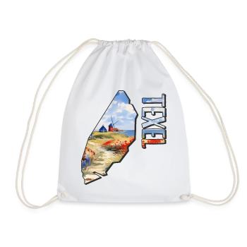 Watercolour map of Texel - Drawstring Bag - white - Front