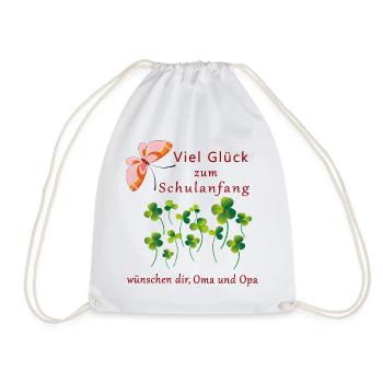 Good luck at the start of school with lucky clover - Drawstring Bag - white - Front