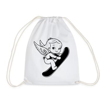 Snowboard Angel - Drawstring Bag - white - Front