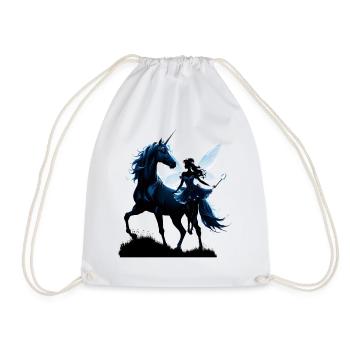 The Fairy and the Unicorn: A Night Adventure. - Drawstring Bag - white - Front